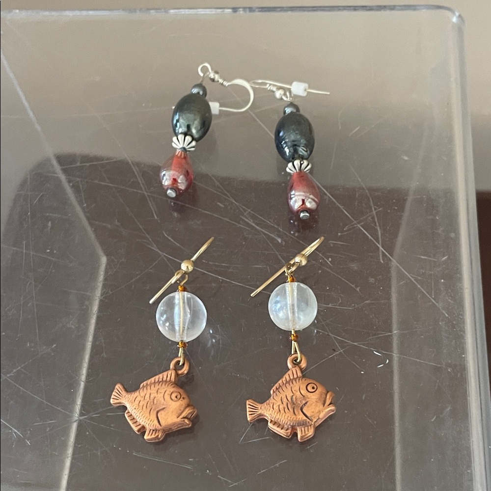 Fish and Bead Earrings Set